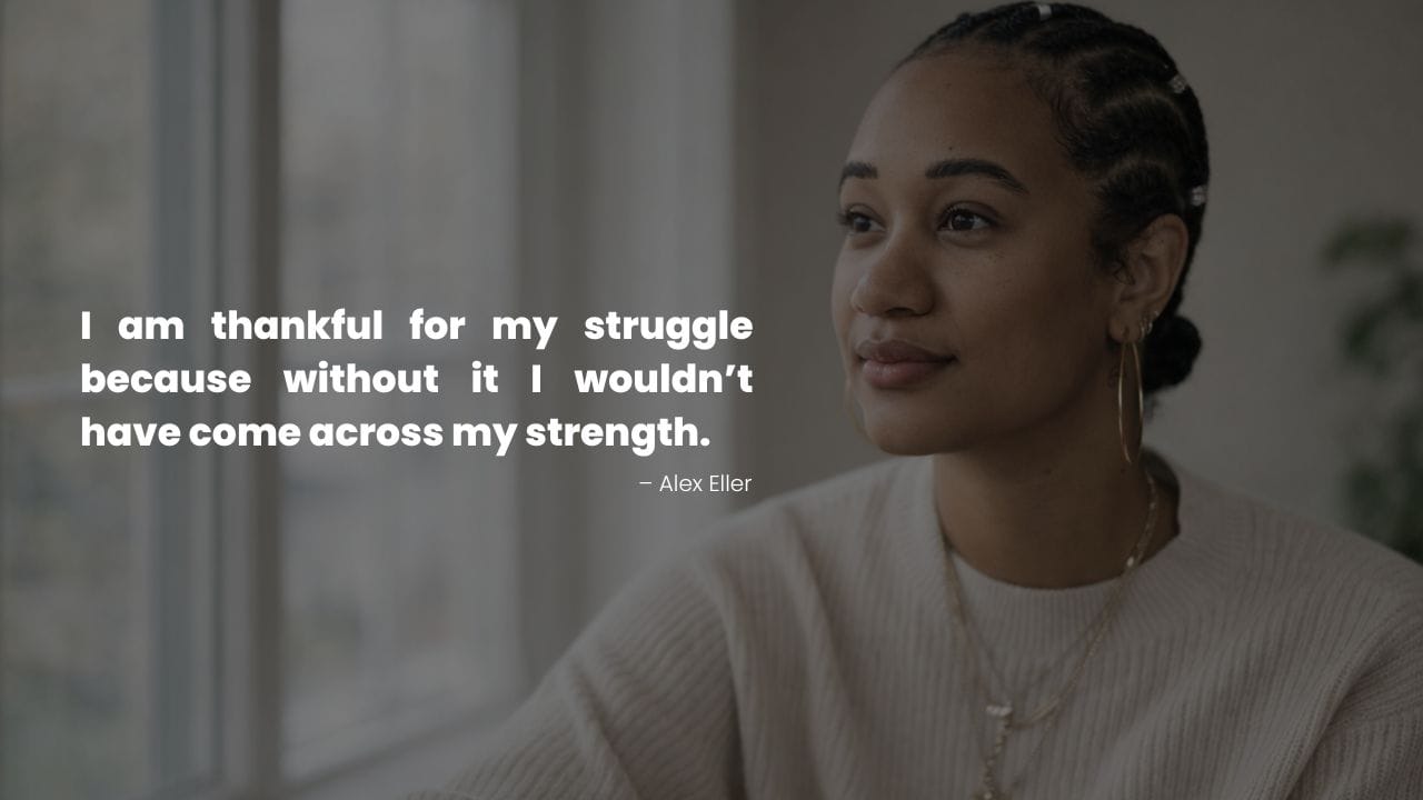 Alex Elle portrait sitting near window, on find motivation in struggle.