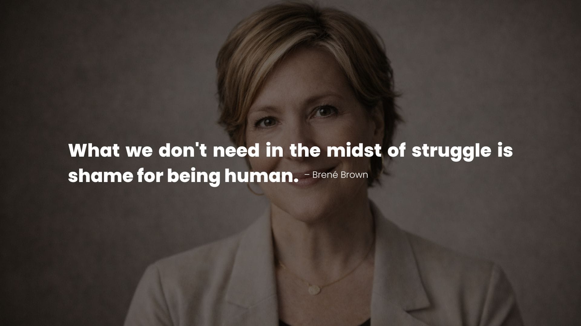 Portrait of Brené Brown with a quote