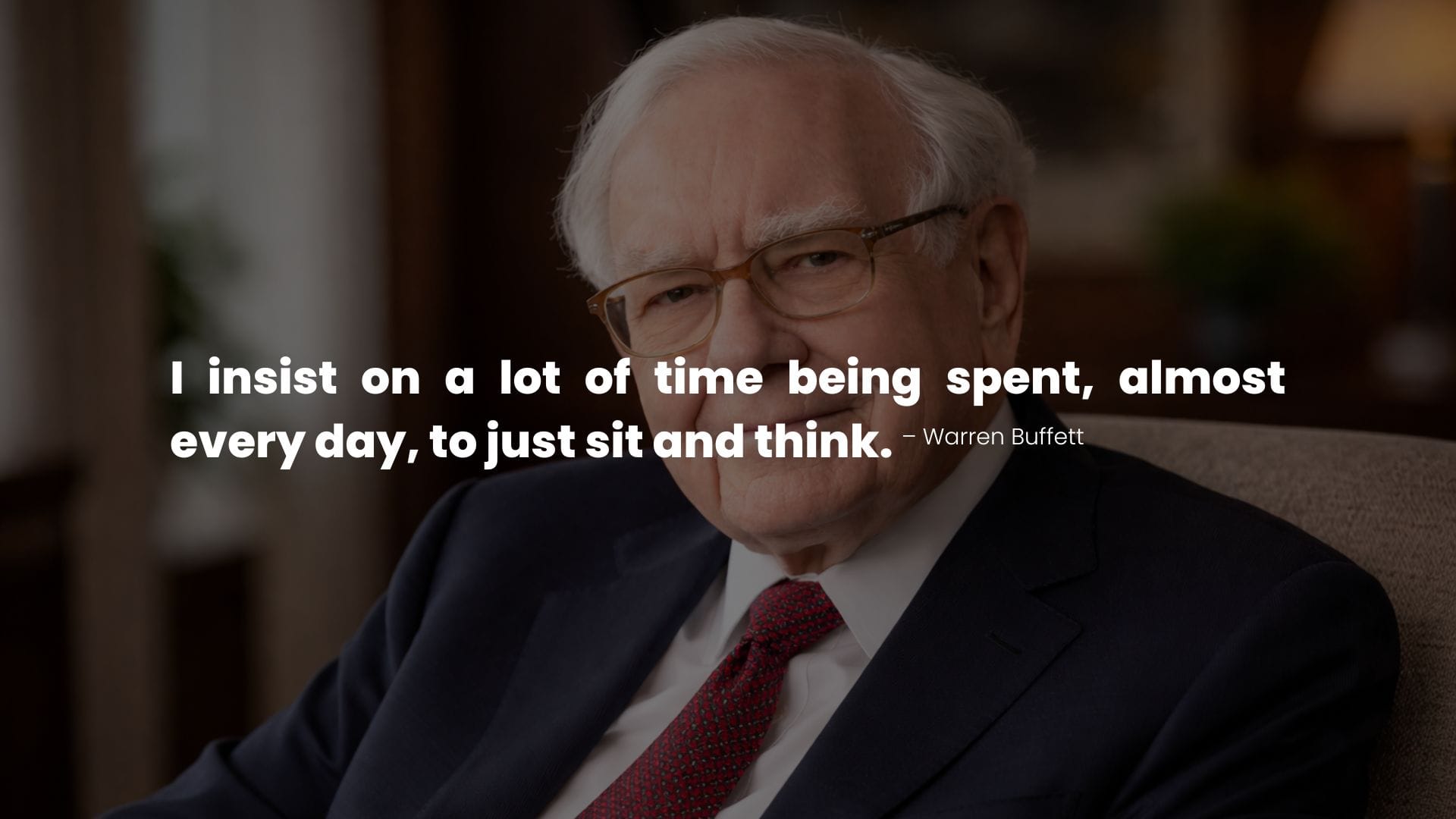 Portrait of Warren Buffett with a introvert quotes