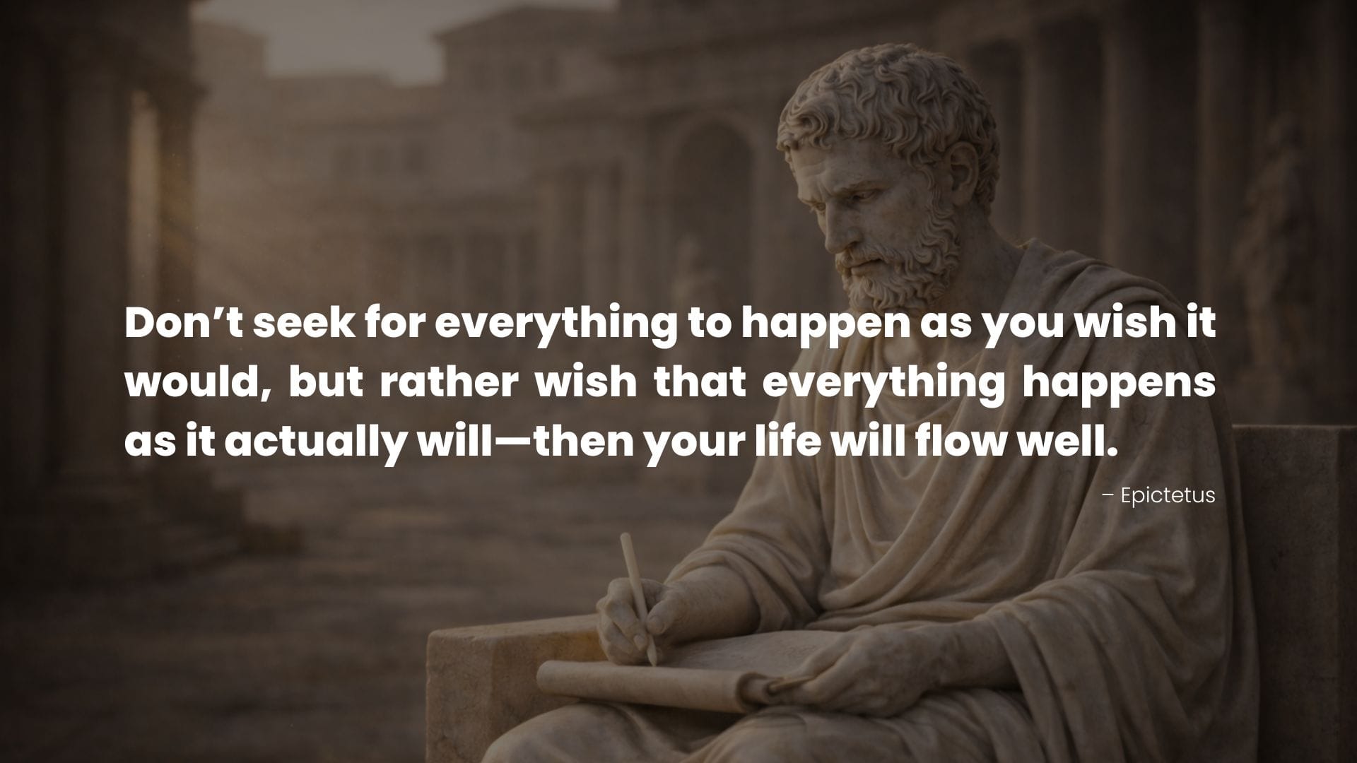 Sculpture of Epictetus writing, patience quotes about Life