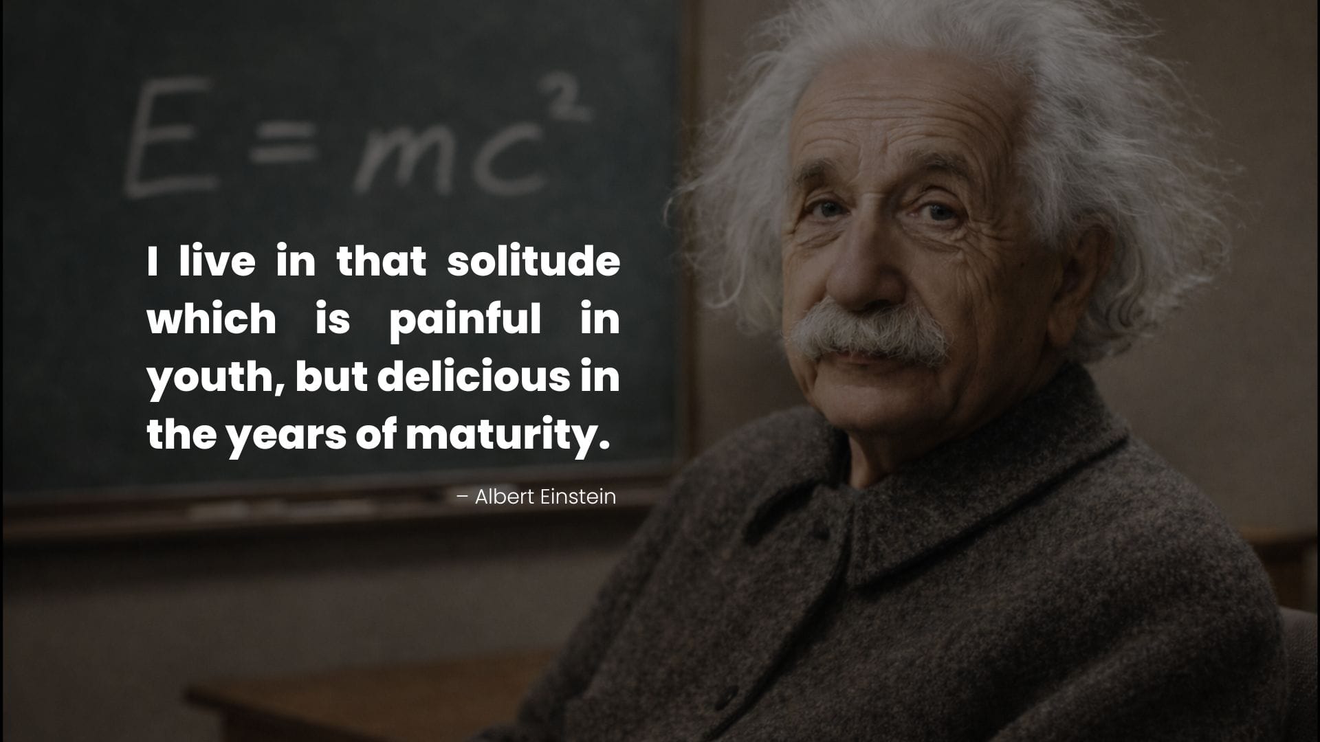 Albert Einstein portrait with quote on solitude