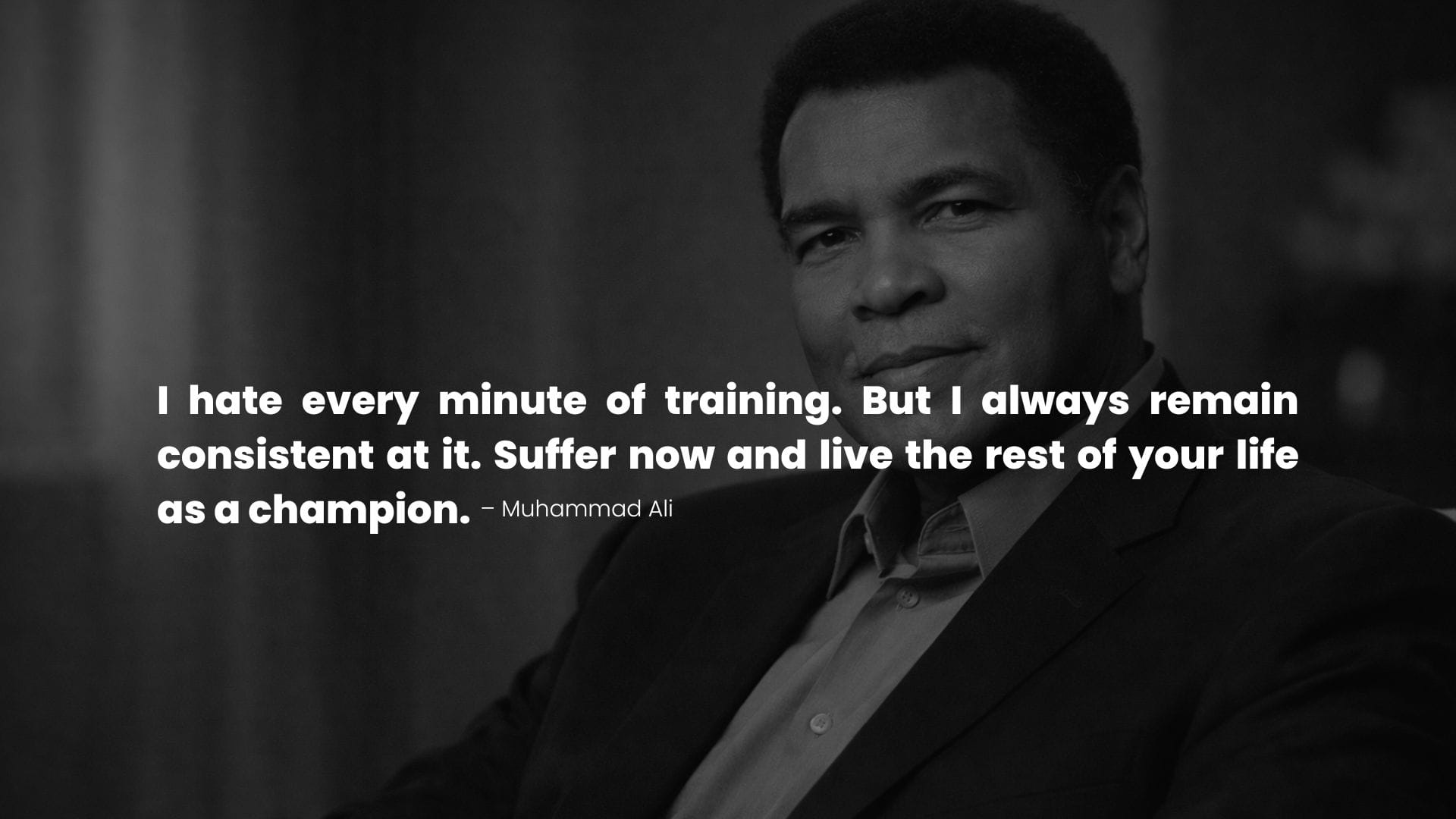 Muhammad Ali with a powerful quote about consistency