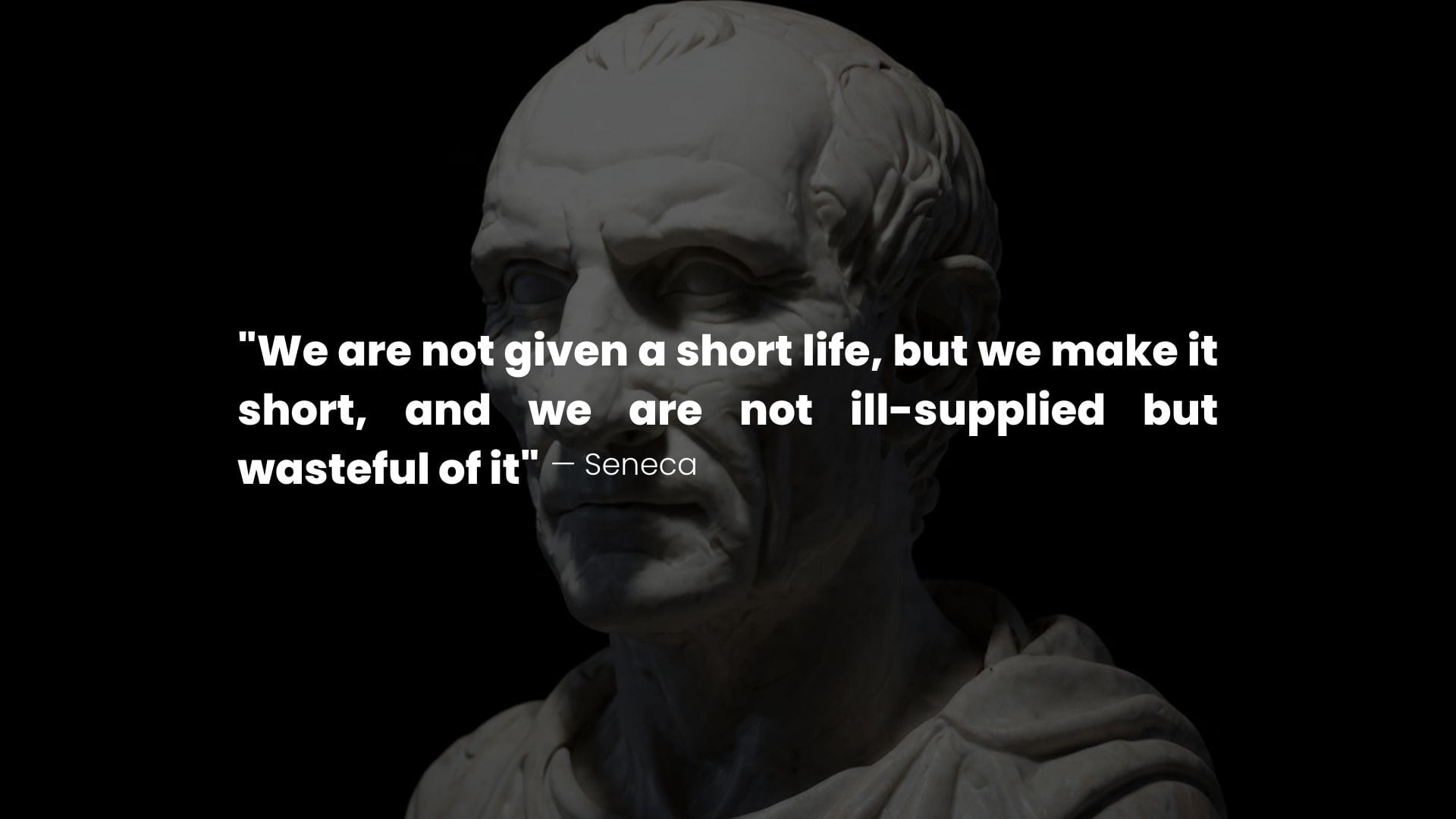 Seneca white marble Sculpture with Quote
