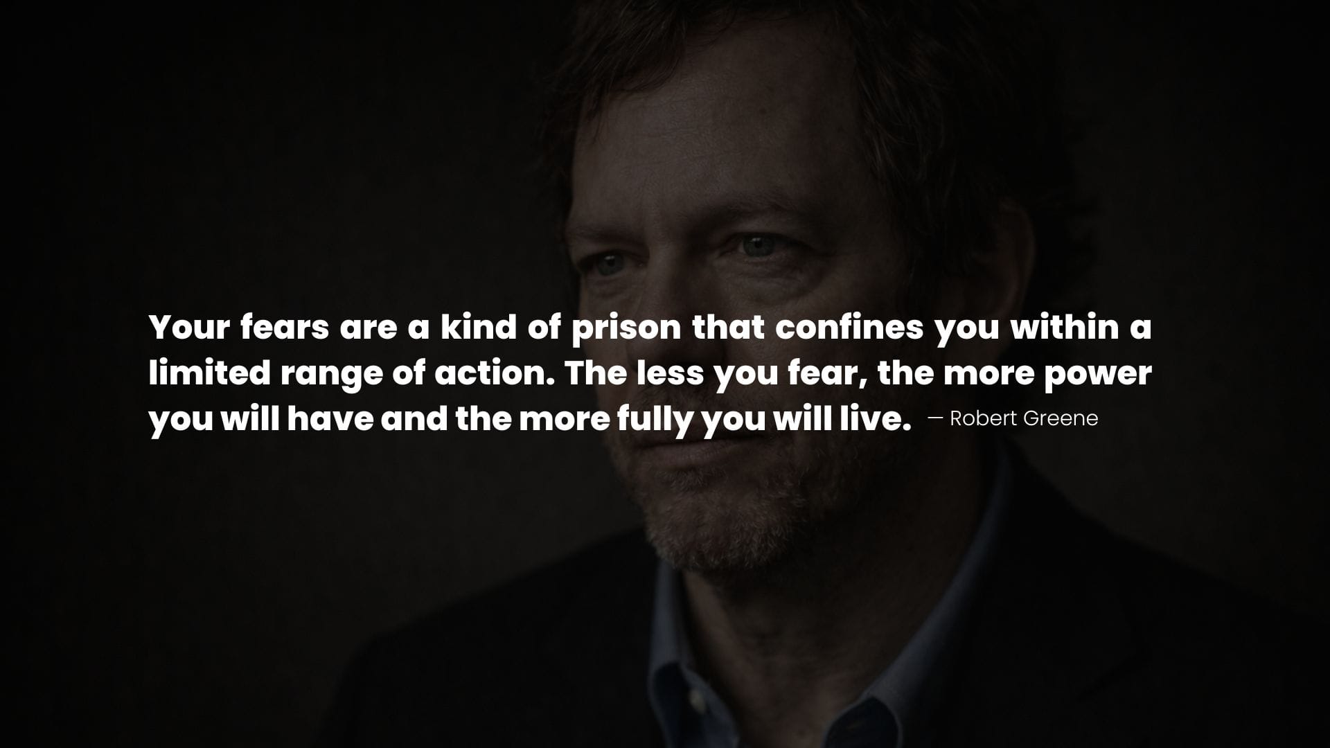 Robert Greene portrait with a quote about fear