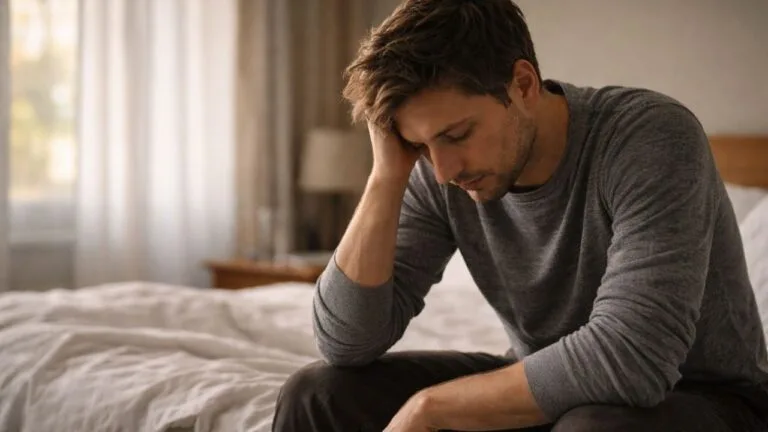 Man feeling overwhelmed and stressed, a visual representation of Burnout Quotes.