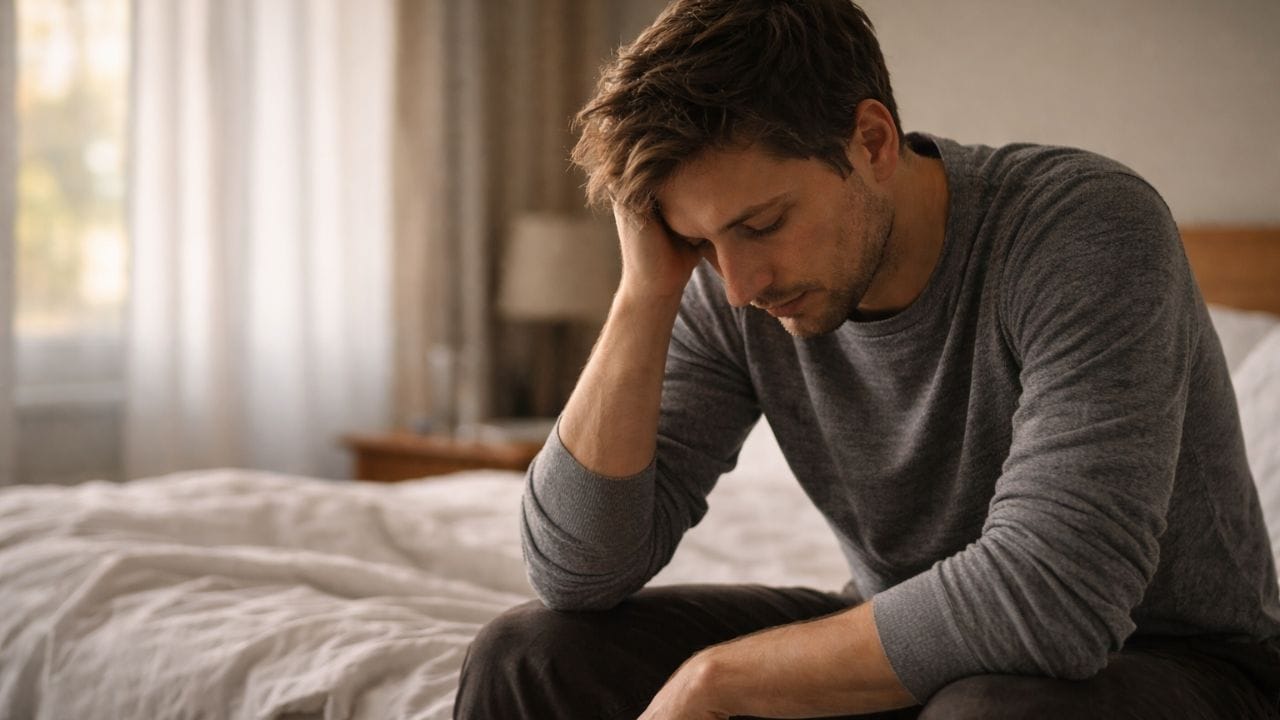 Man feeling overwhelmed and stressed, a visual representation of Burnout Quotes.