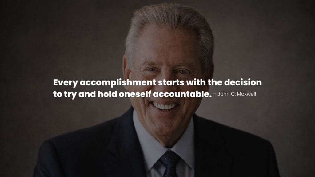 John C. Maxwell portrait with a quote on Accountability