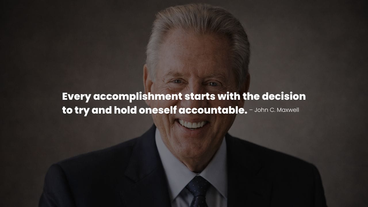 John C. Maxwell portrait with a quote on Accountability
