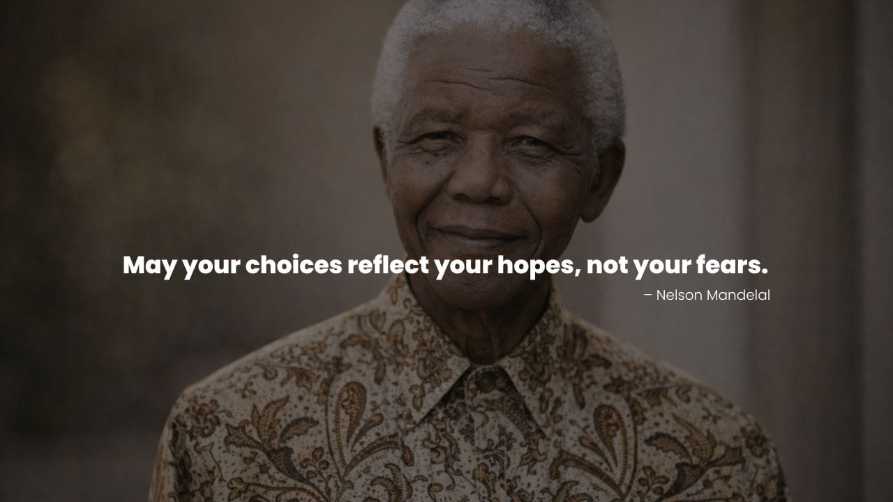 Nelson Mandela portrait with Quote about dream and hope