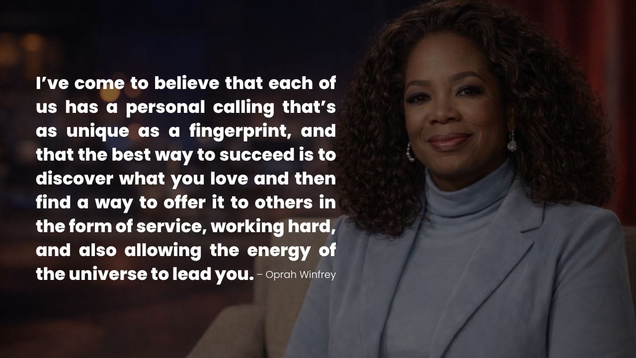 Oprah Winfrey portrait sharing wisdom about live with purpose