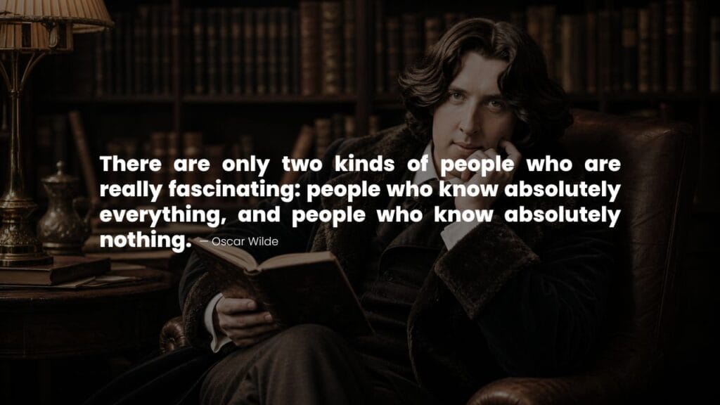 Oscar reading a book with a witty quote